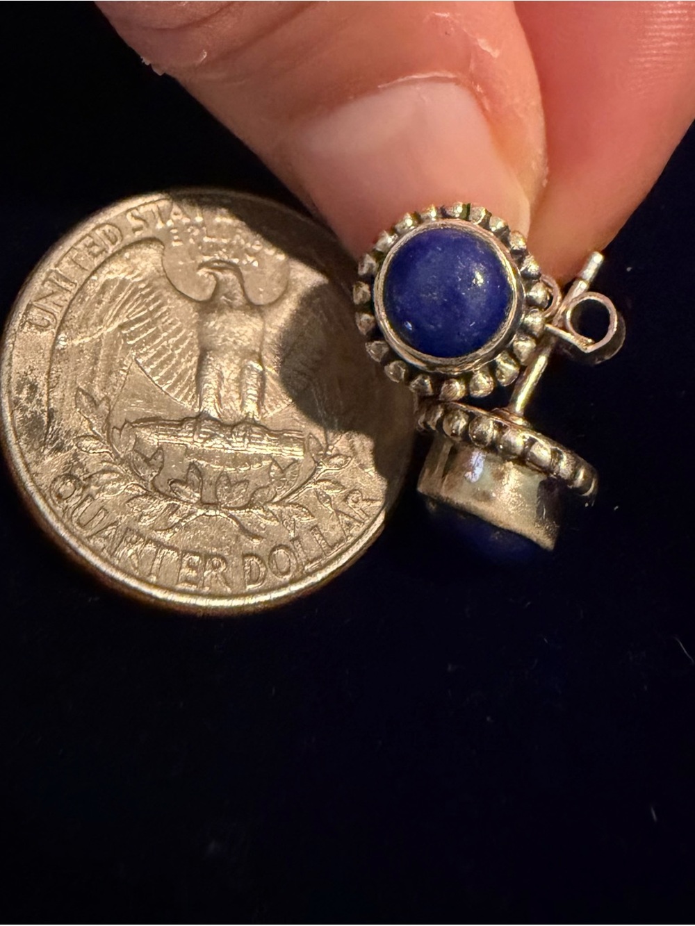 Silver Lapis Drop Earrings - Deep Blue Gemstone